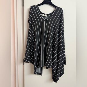 NWOT Balenciaga Striped Black and White Assymetrical Draped Top size 40
